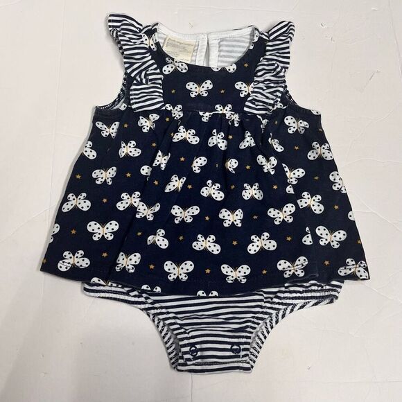 First Impressions Navy Blue And White One Piece   Size 3-6 Months - Picture 1 of 4